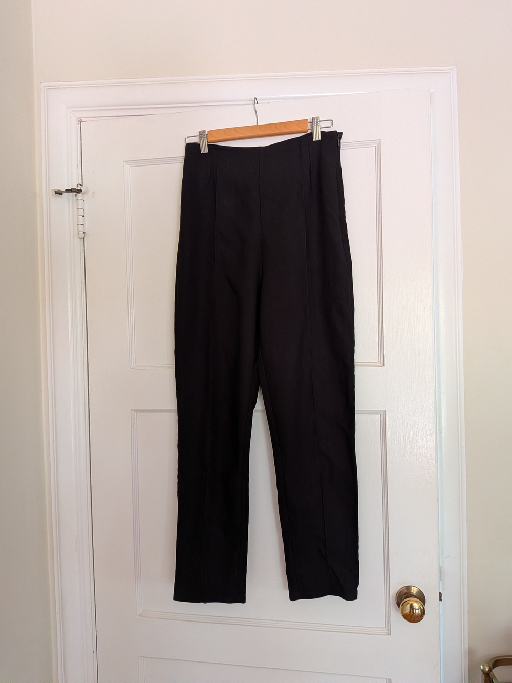 Collectif Bonnie Black High-Waist Straight-Leg Trousers